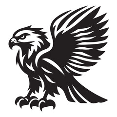 Obraz premium Hawk silhouette black and white vector icon