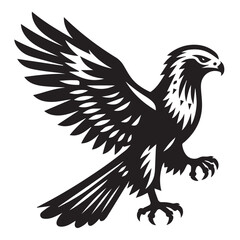 Obraz premium Hawk silhouette black and white vector icon