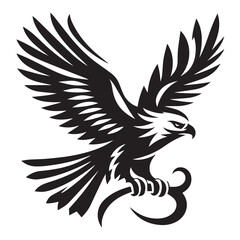 Obraz premium Hawk silhouette black and white vector icon