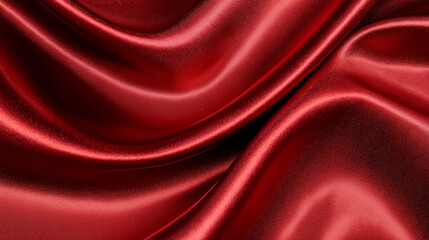 Fototapeta premium flowing red silk cloth with gentle curves and elegant folds, creating a luxurious texture and smooth surface. The fabric drapes beautifully with light