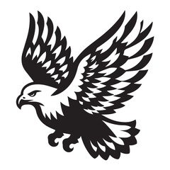 Fototapeta premium Hawk silhouette black and white vector icon