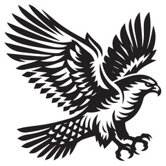 Obraz premium Hawk silhouette black and white vector icon