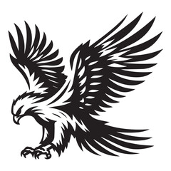 Obraz premium Hawk silhouette black and white vector icon