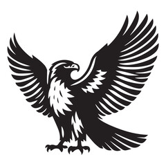 Obraz premium Hawk silhouette black and white vector icon