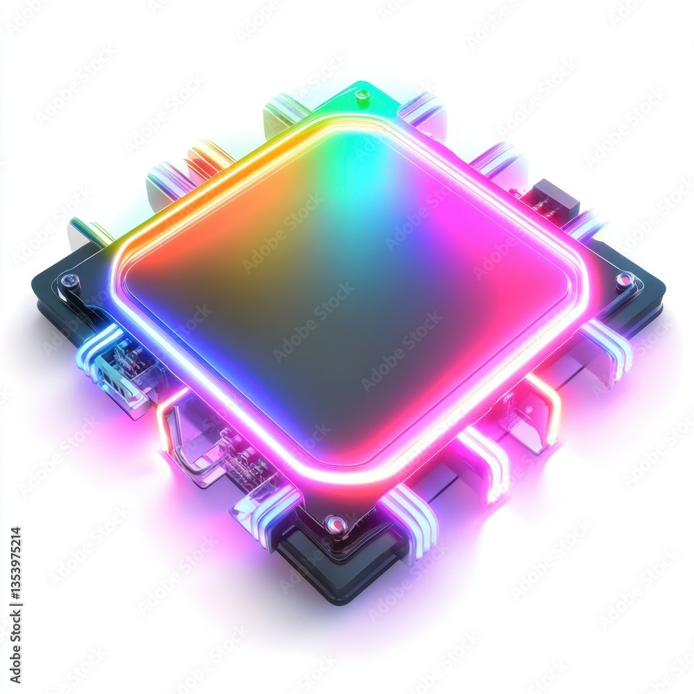 Aufkleber a computer chip with a light on it