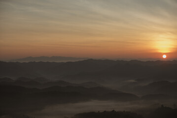 Fototapeta premium Morning sunlight on a high mountain