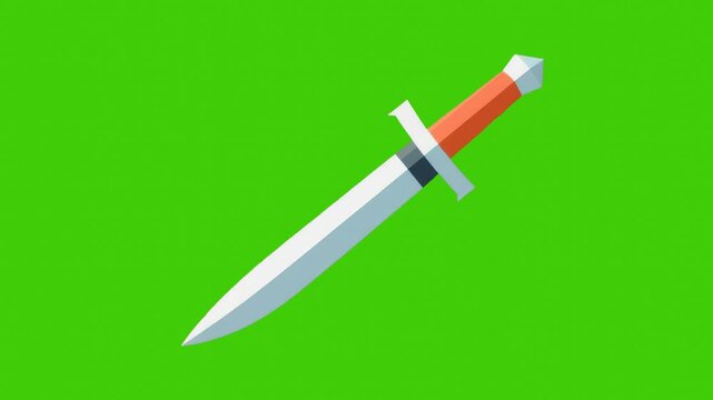Animation 4k icon of cartoon dagger isolated on green screen