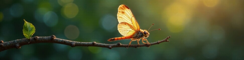 Delicate feathered wings resting on a branch, feathers, peaceful