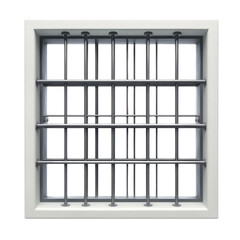 Metal bars on a window, symbolizing imprisonment, security, or restriction, set against a black background Concept of confinement, protection, and barrier