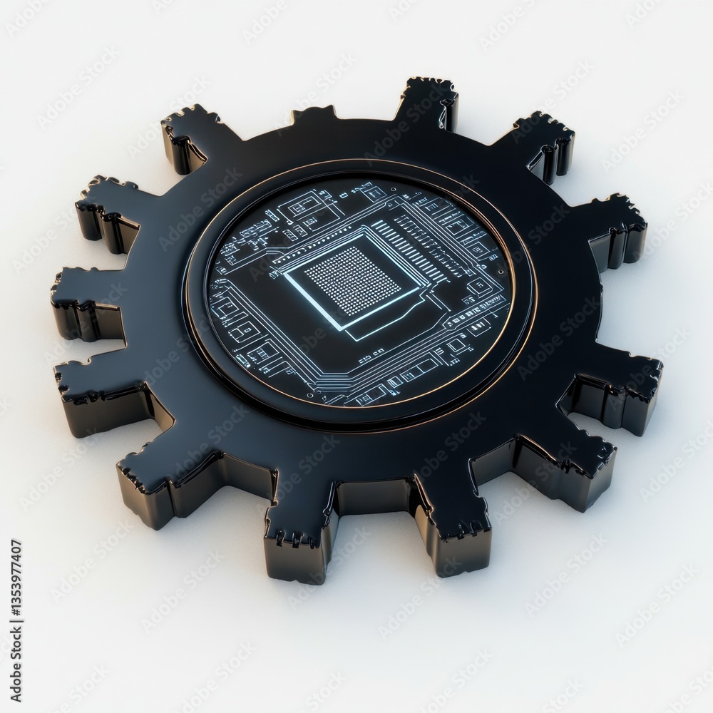 Poster a computer chip is shown in a close up