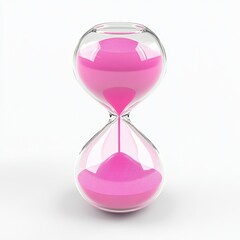 A pink sand timer with pink sand in it