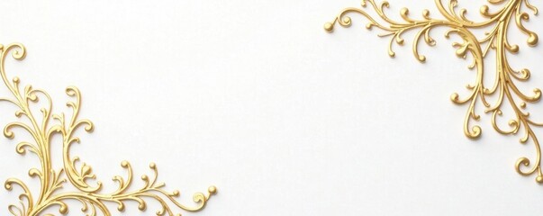 Delicate gold filigree design on a plain white background, design, white