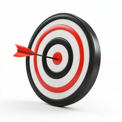 A red and white target with a black arrow pointing to it