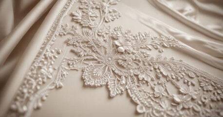 Obraz premium Delicate lace and beaded details on satin finish, satin, soft