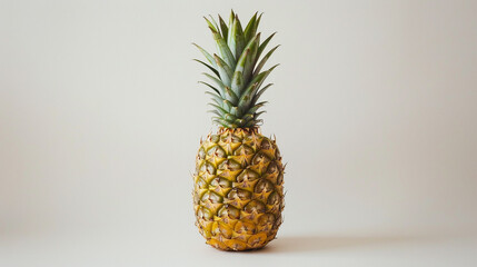 Whole golden pineapple with green crown, tropical fruit symmetry and vibrant harvest freshness
