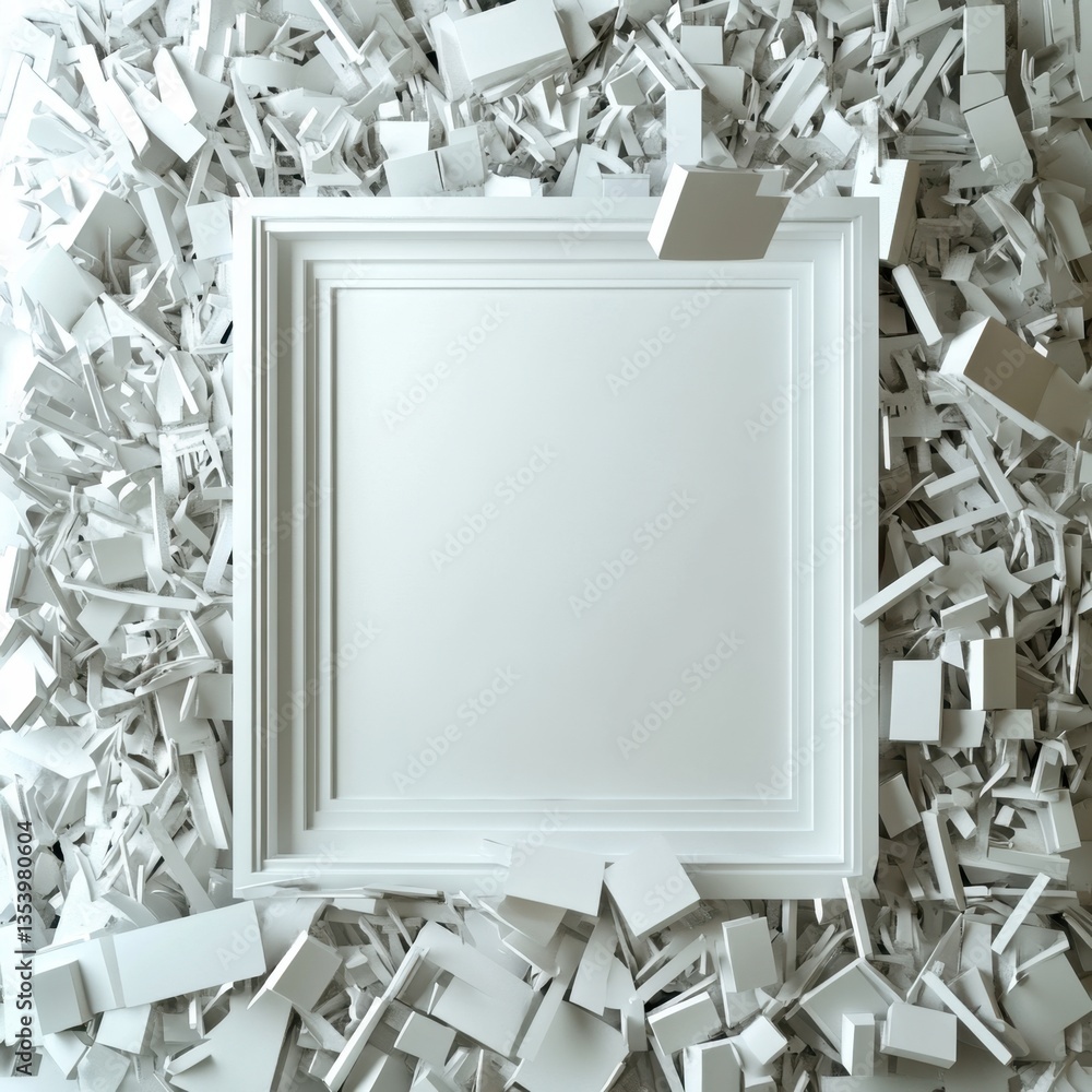 Poster a white frame with a white background and a white square in the middle