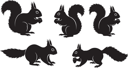 Squirrel Silhouette, Ideal for Nature and Wildlife Themes - Flat Vector Illustration