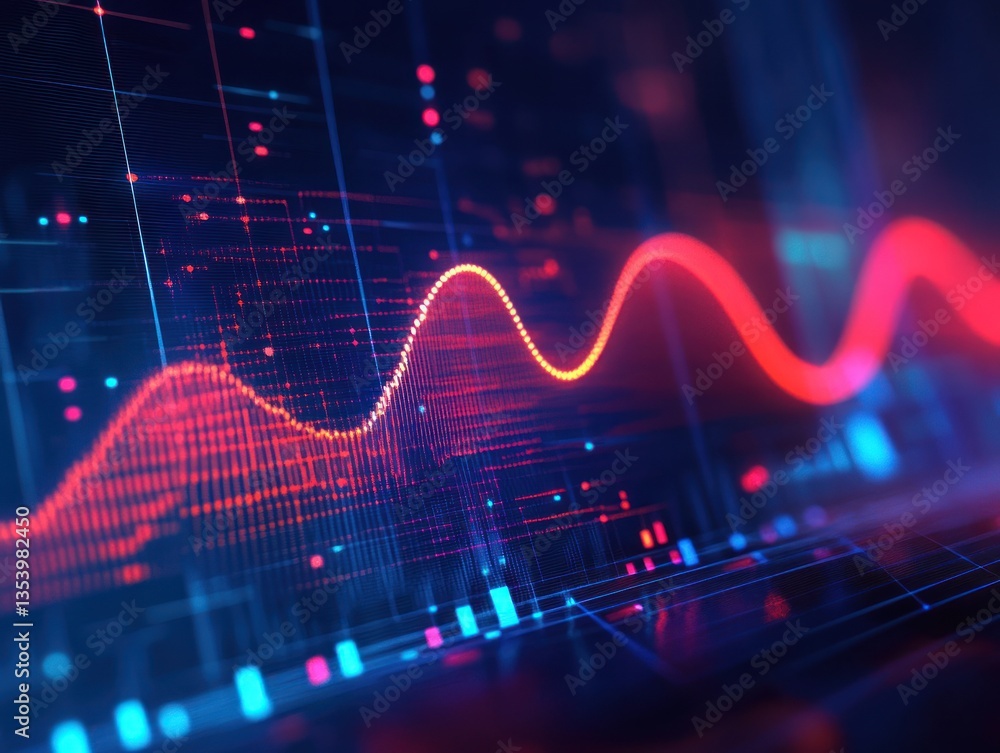 Poster abstract digital waveforms representing data transmission and analysis