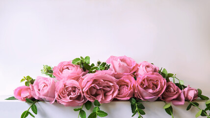Bouquet of red roses on the table