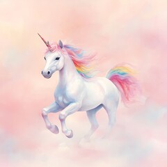 Rainbow Unicorn Soaring Cloudscape.