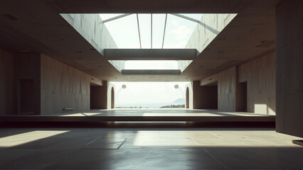 Empty spacious room with concrete walls