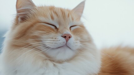 Content Cat Groomed with Pastel Colors on White Background