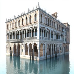 Naklejka premium A large building with a lot of windows and a balcony