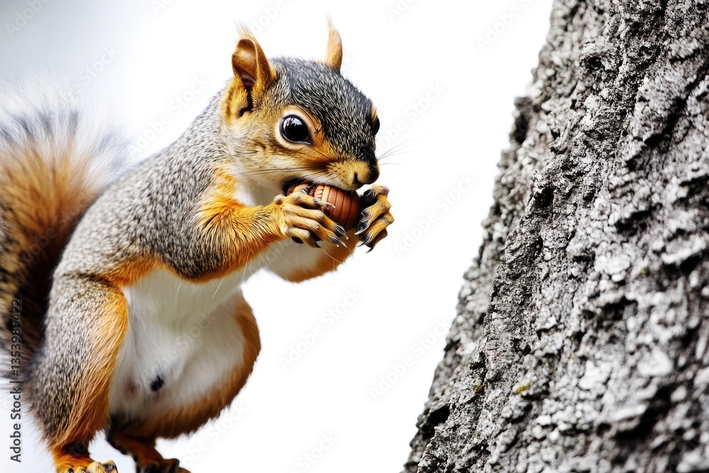 Poster a close-up of a squirrel enjoying its snack on a branch