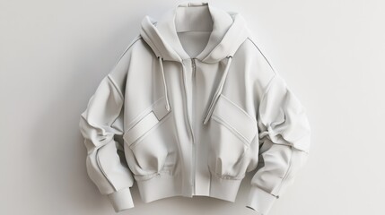 A futuristic athletic jacket with sleek reflective details draped over a clean, white background.