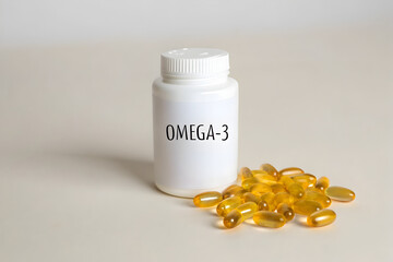 Clean White Bottle of Omega-3 Supplements, Cardiovascular Support Formula 