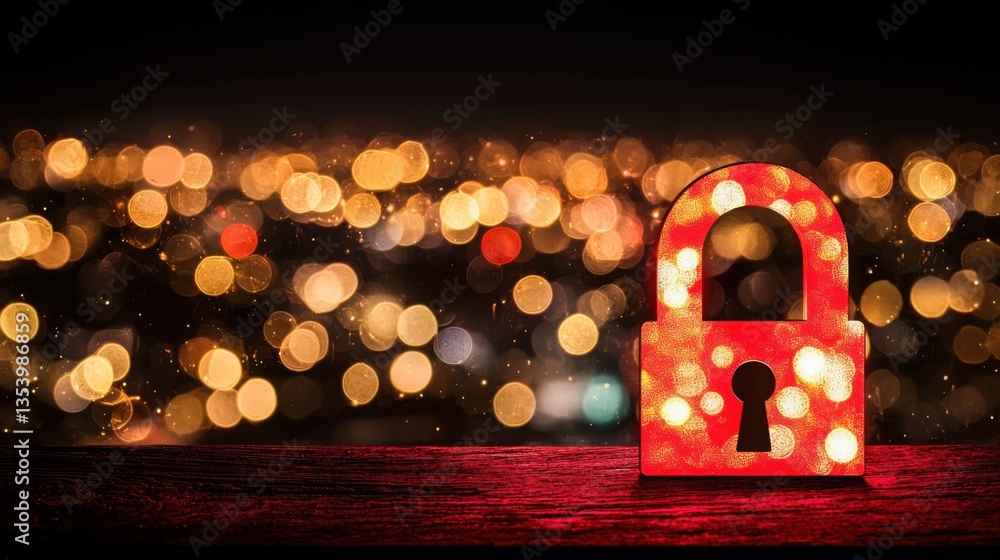 Poster a red lock placed on a table symbolizing security and privacy in the realm of zero-knowledge proof e