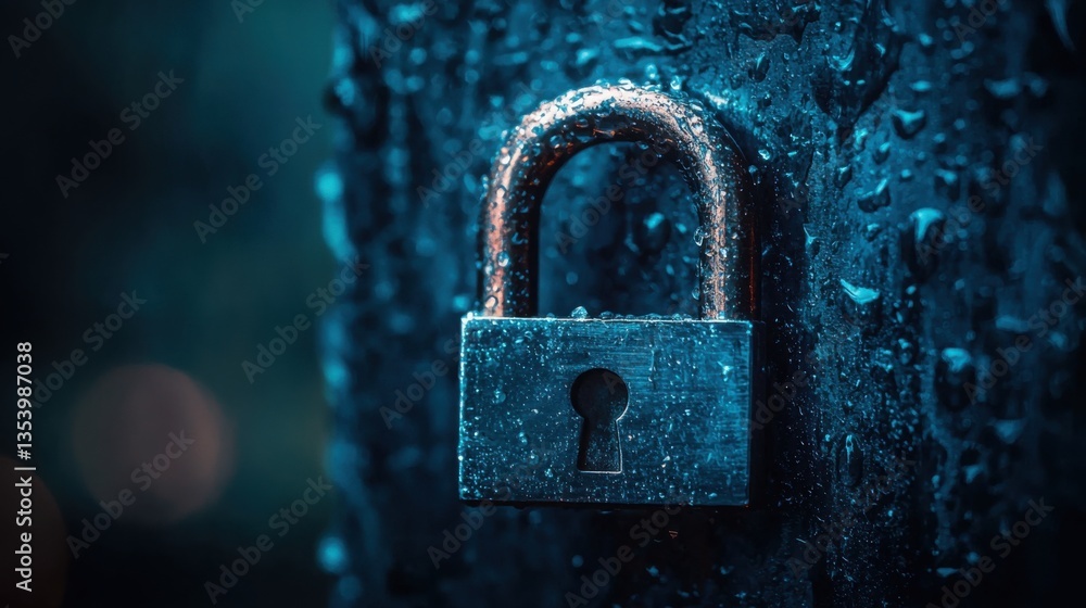Poster a sturdy lock positioned on a door representing the core concepts of zero-trust security framework i