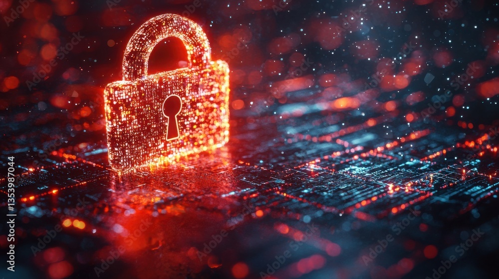 Poster a secure padlock resting on a computer signifying the importance of zero-trust security framework in