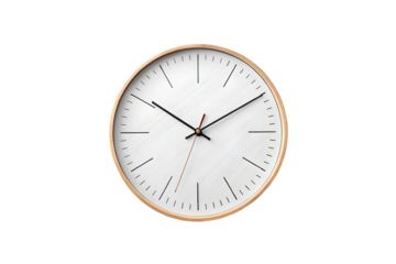 Modern Minimalist Wall Clock with Wooden Frame on Light Background.