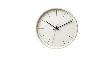 Modern Minimalist Wall Clock with Wooden Frame on Light Background.