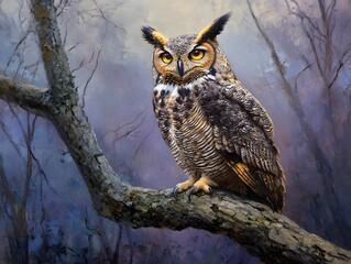 Obraz premium The Wise Old Owl – Keeper of the Ancient Secrets oil painting