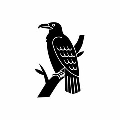 Obraz premium creative details Bird Sitting on a Tree Branch Icon vector illustration