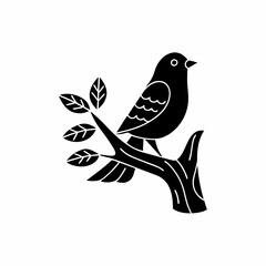 creative details Bird Sitting on a Tree Branch Icon vector illustration