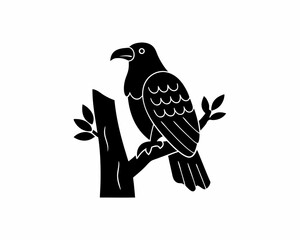 creative details Bird Sitting on a Tree Branch Icon vector illustration