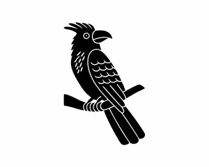 creative details Bird Sitting on a Tree Branch Icon vector illustration