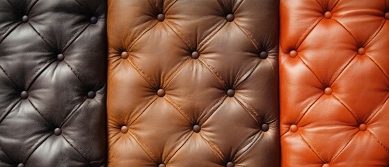 Naklejka premium Textured leather upholstery in rich colors and patterns