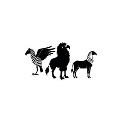 Black silhouette animal vector set