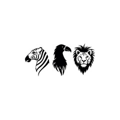 Black silhouette animal vector set