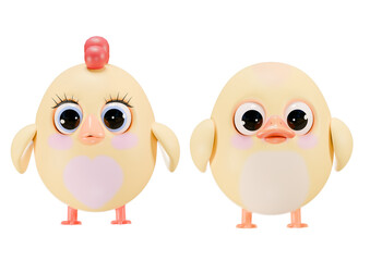 Cute everyday chick and duckling with big eyes and playful expressions