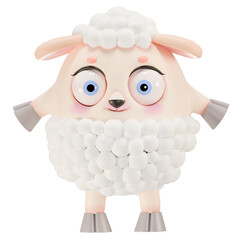 Cute casual sheep with big eyes and fluffy wool