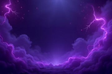 A dark, mystical background with purple sparks, swirling smoke, and magic fire particle effects, featuring foggy clouds and abstract violet energy for a spooky Halloween frame