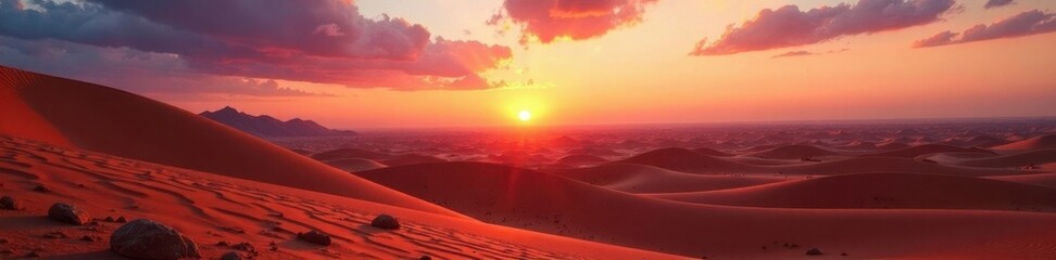 Desert landscape at sunset, sand, sky