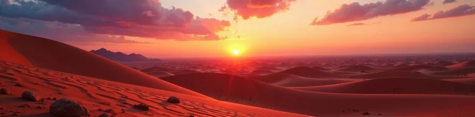 Selbstklebende Fototapeten Desert landscape at sunset, sand, sky © Prayoon