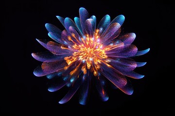 Vibrant, digital flower design with glowing center