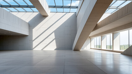 Empty spacious room with concrete walls